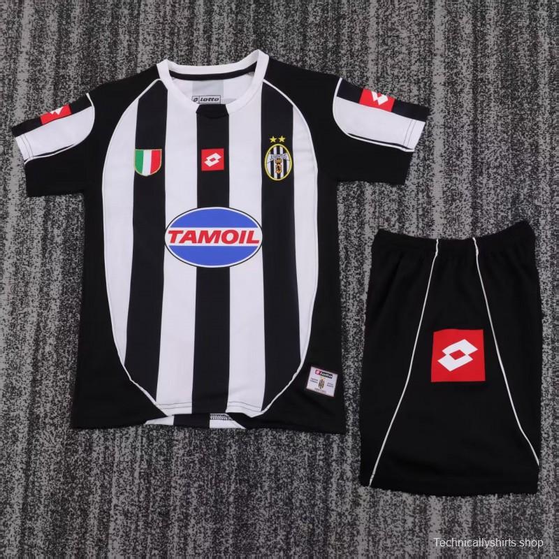 Retro Kids 02/03 Juventus Black White Home Jersey