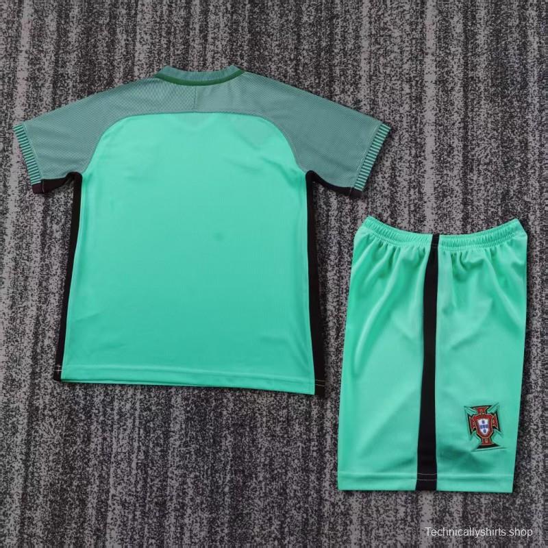 Retro Kids 2016 Portugal Away Green Jersey