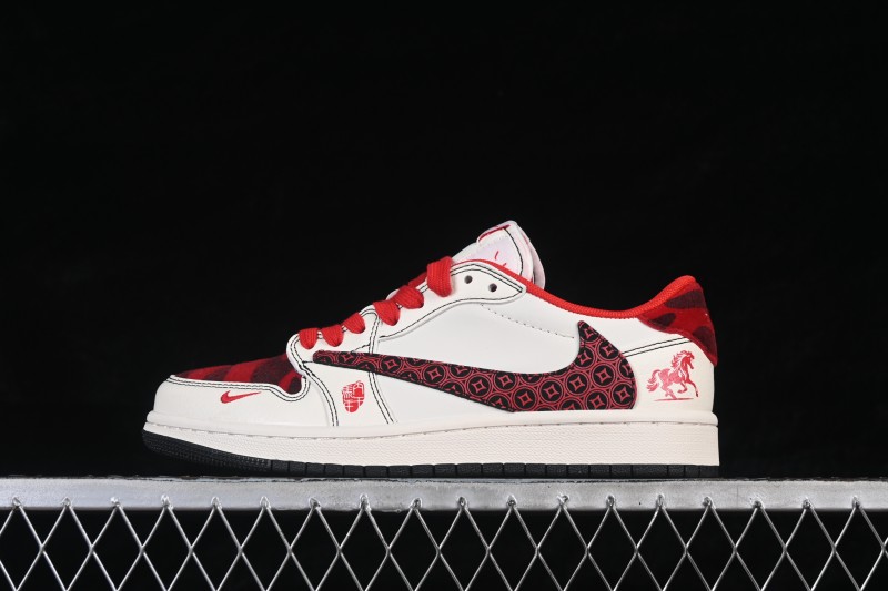 Nike Travis Scott x Fragment Design x Air Jordan 1 Low OG SP Cultural Skateboarding Shoes - DX5688-001
