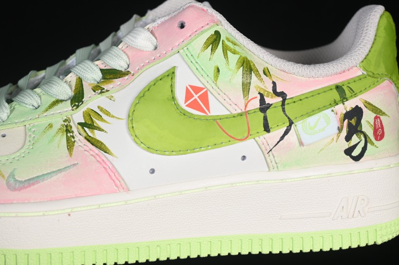 Nike Air Force 1 '07 Low 'Childhood Sweethearts' Limited Edition Casual Sneakers with Bamboo Motif and Hand-Painted Details - FB1839-515