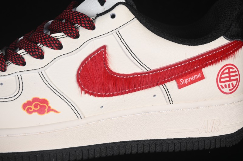 Nike Air Force 1 '07 Low Year of the Horse White Red Horsehair Casual Sneakers - QW5288-126