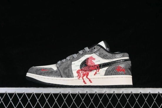 Nike Air Jordan 1 Low AJ1 Chinese New Year Year of the Horse Premium Custom Low-Top Retro Basketball Shoes - FC7688-202
