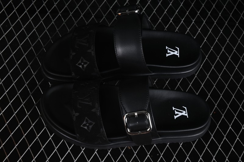 Louis Vuitton Venice Comfort Calfskin Suede Round-Toe Slide Sandals - T.E5