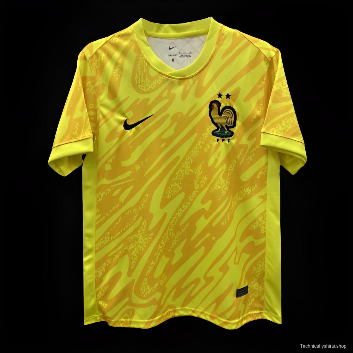 2024 France Yellow Goalkeeper Jersey