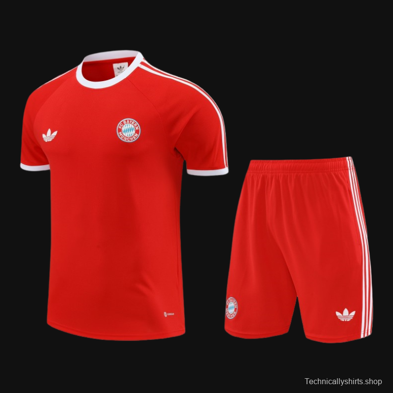 23/24 Bayern Munich Red Cotton Short Sleeve Jersey+Shorts