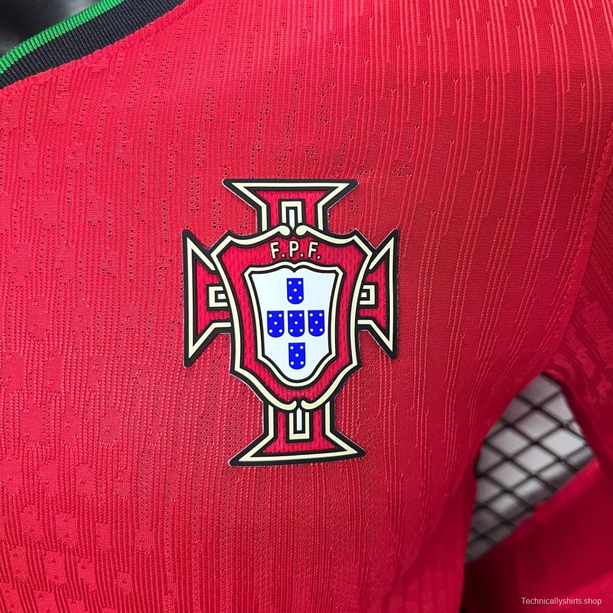 Player Version 2024 Portugal Home Long Sleeve Jersey