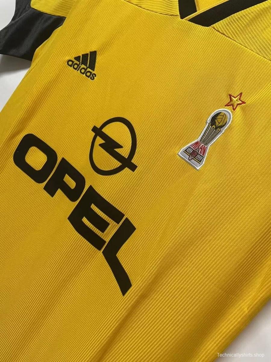 Retro 99/00 AC Milan Away Yellow Jersey