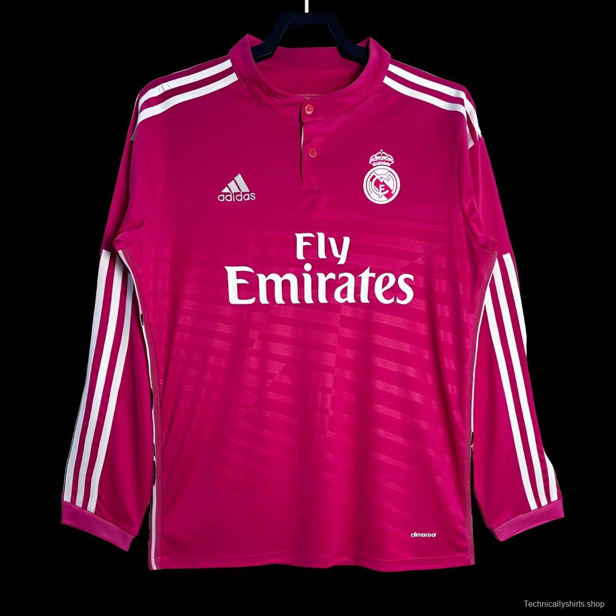 Retro 14/15 Real Madrid Away Pink Long Sleeve Jersey