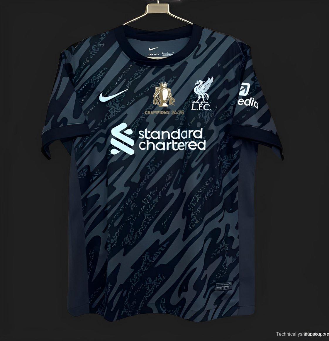24/25 Liverpool Black Goalkeeper Jersey With Champion Printing