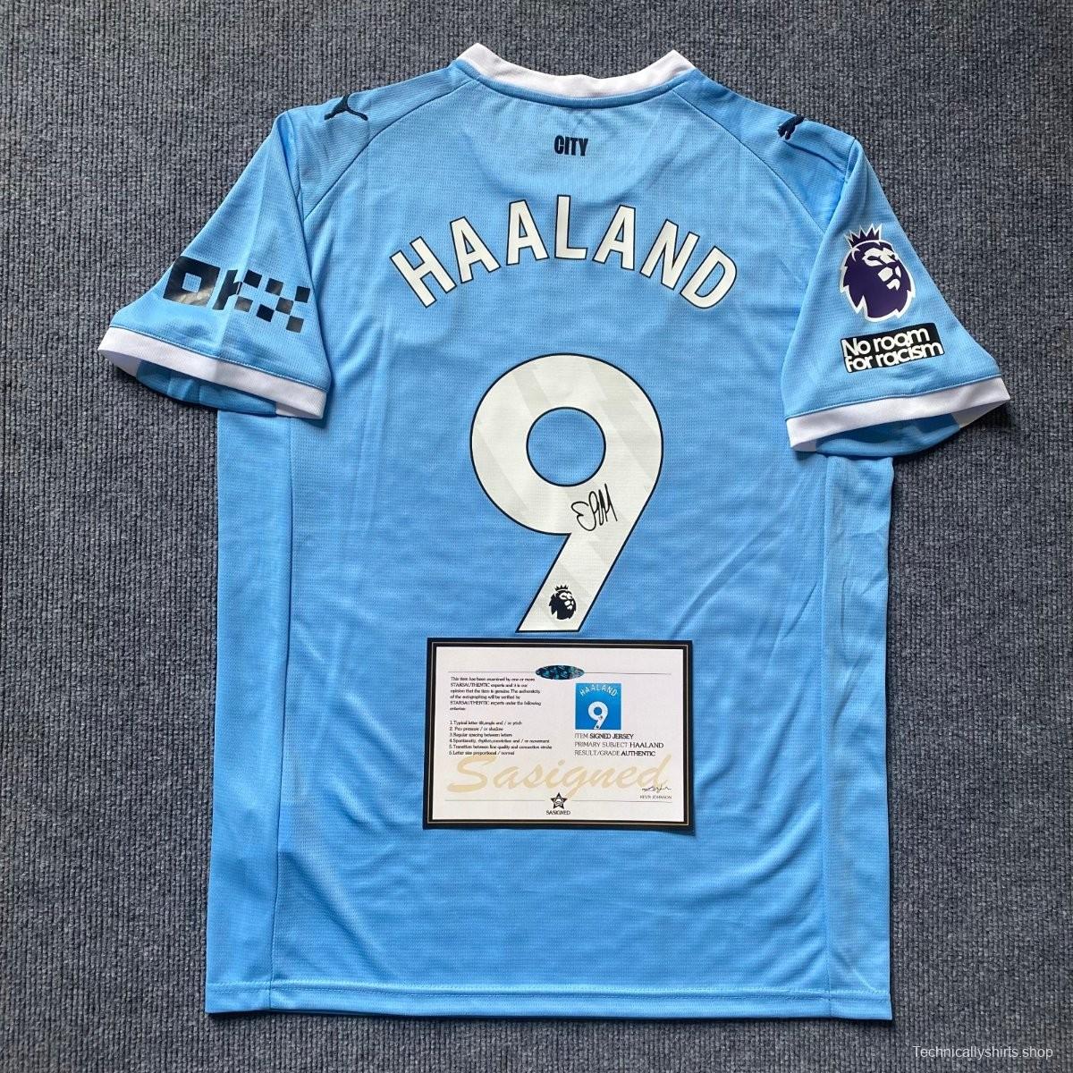 erling haaland 25/26 man city signed + coa
