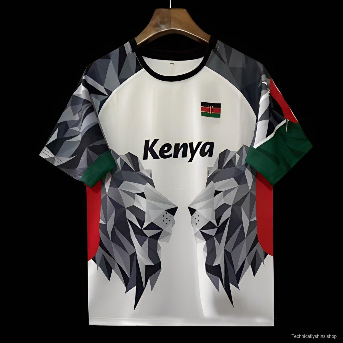 2026 Kenya White Geometric Lion Jersey