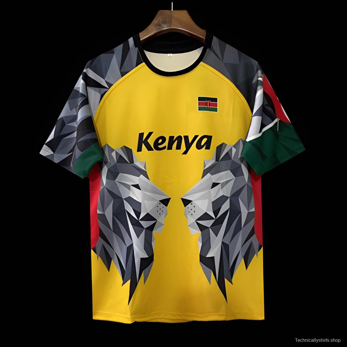 2026 Kenya Yellow Geometric Lion Jersey
