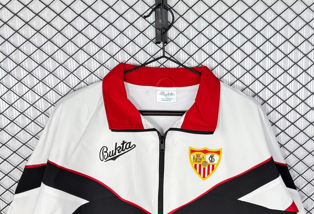 Retro 92/93 Sevilla White/Black/Red Windbreaker