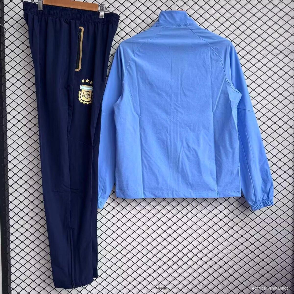 25/26 Argentina Sky Blue Full zipper Jacket Tracksuit+ long pants