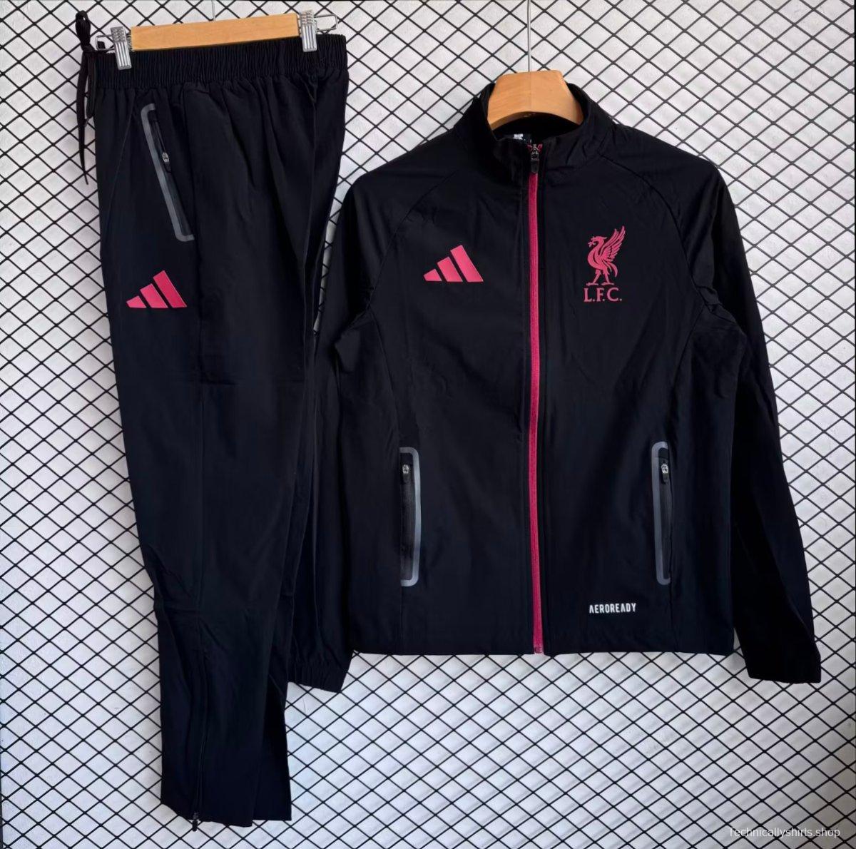 25/26 Liverpool Black with Pink Full zipper Jacket Tracksuit+ long pants