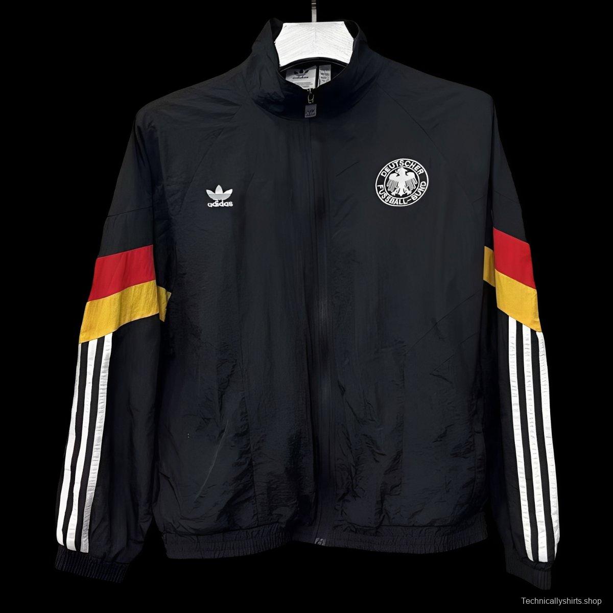 2026 Germany Black Full Zipper Windbreaker