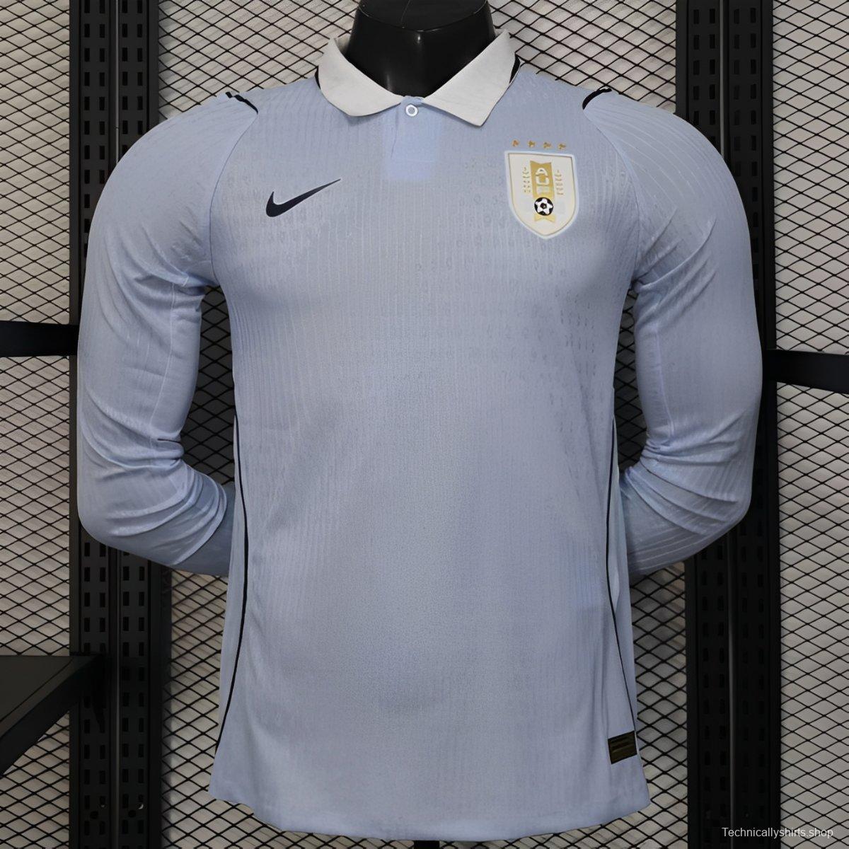 2026 Player Version Uruguay Light Blue with White Collar Long Sleeve Jersey