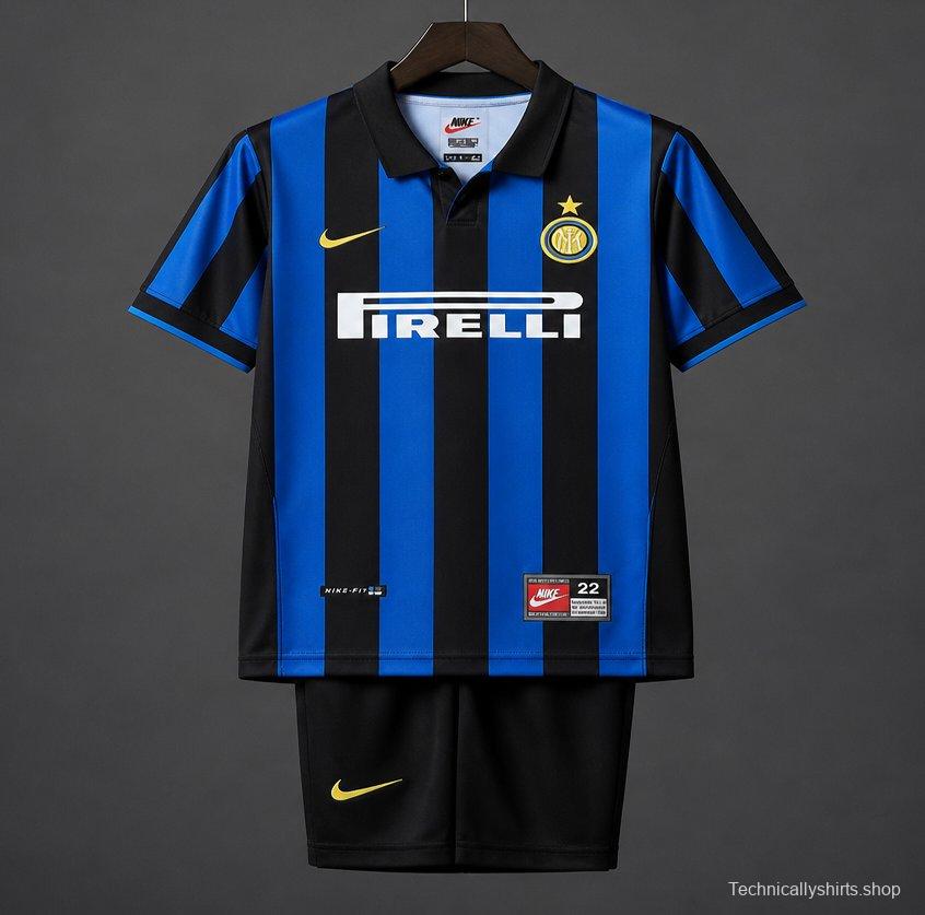 Retro 98/99 Kids  Inter Milan Blue & Black Stripe Home Jersey