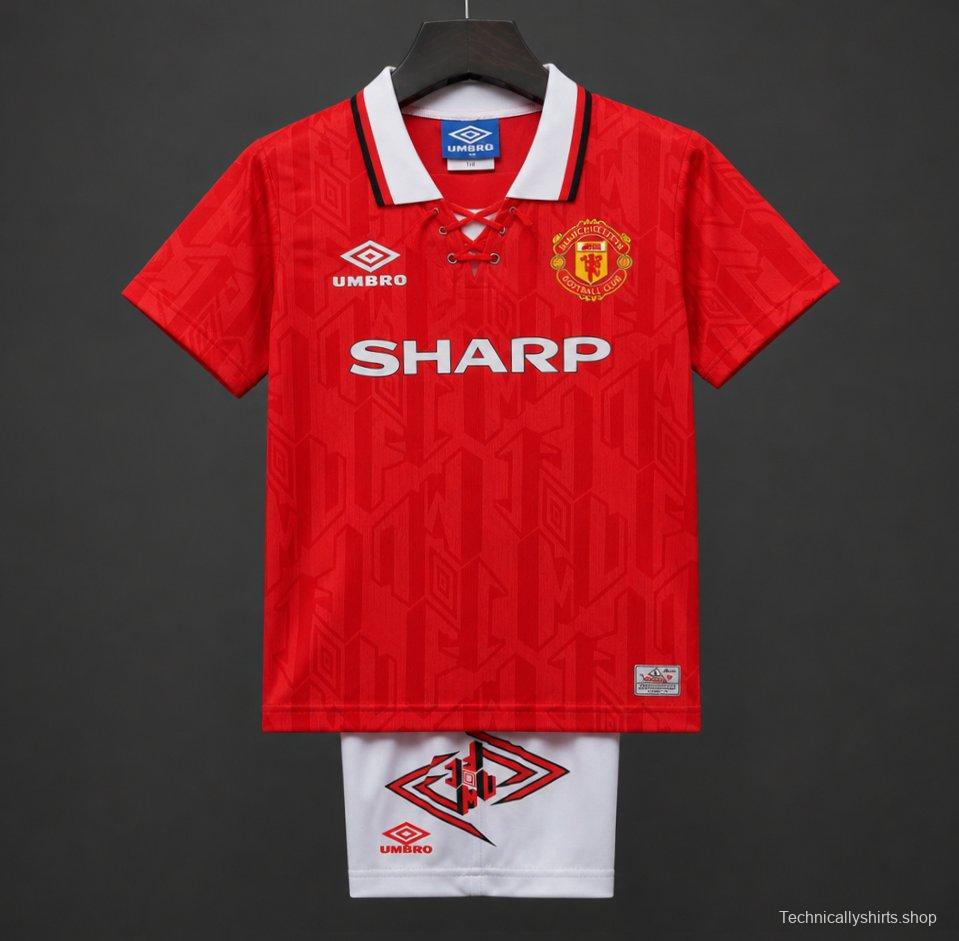 Retro Kids 92/94 Manchester United Red Home Jersey