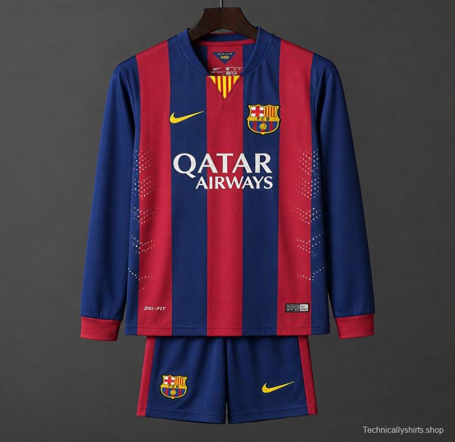 Retro Kids 14/15 Barcelona Home Long Sleeve Jersey