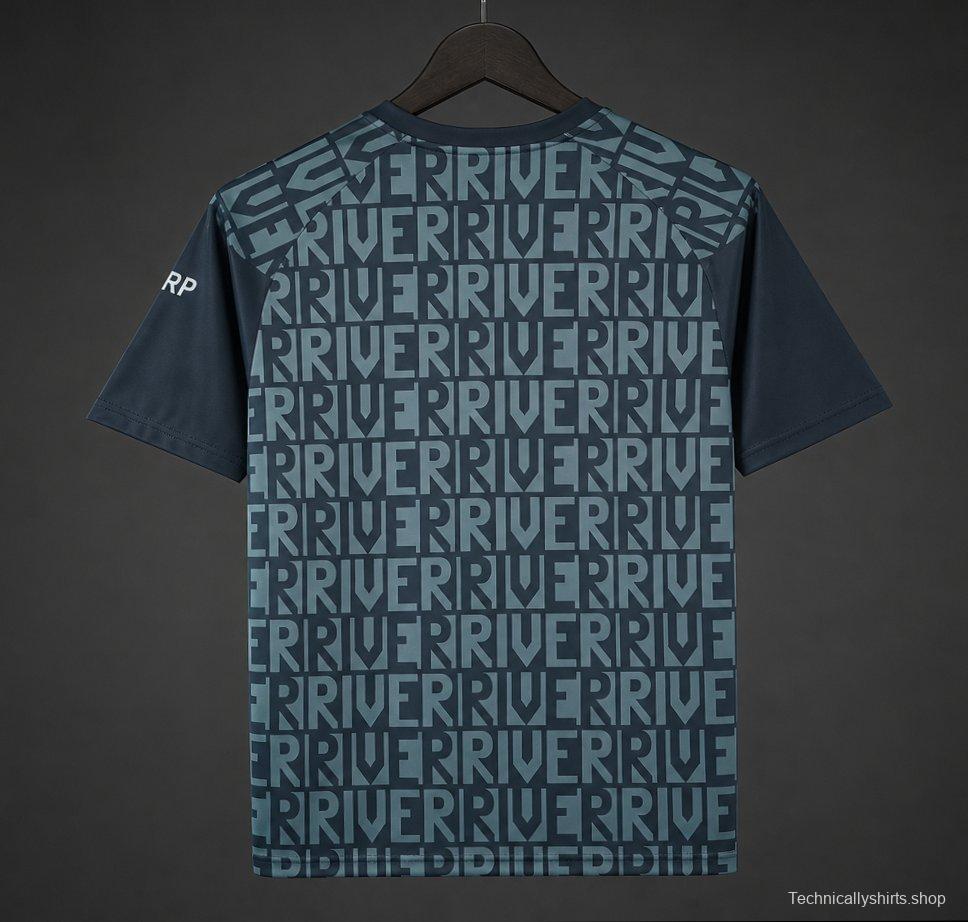 26/27 River Plate Pre-match Jersey With  Text "RIVER" Repeated Pattern