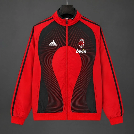 Retro 06/07 AC Milan Red Full Zipper Windbreaker
