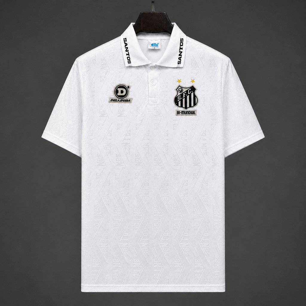 Retro 1994 Santos Pre-Season Home White Black Without Sponsor Jersey