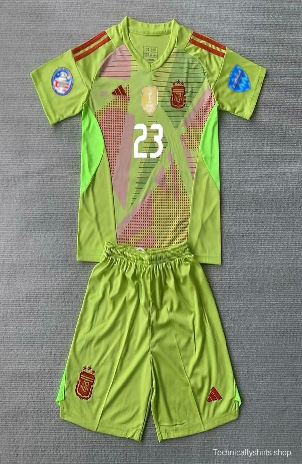 E.MARTINEZ Lime green/yellow Goalkeeper kids kit + Shorts